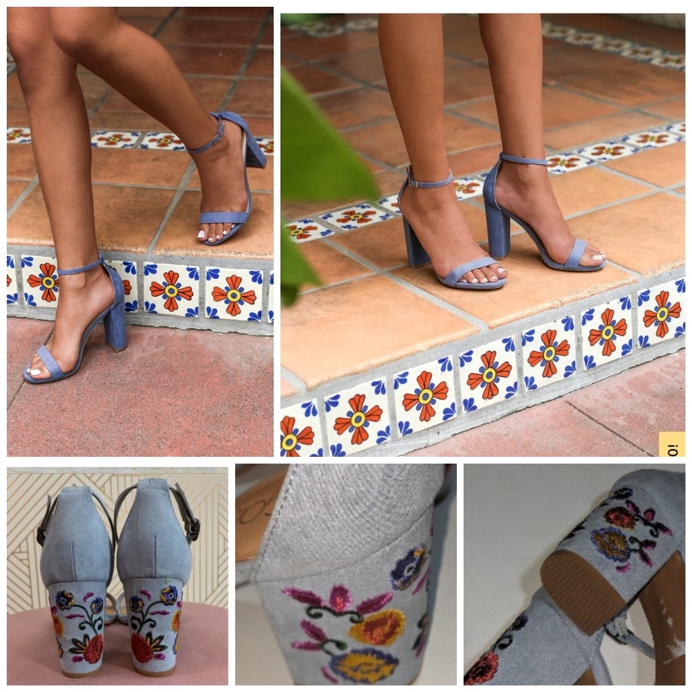 Size 9 NWOT Sugar Blue Block Heels - Picture 3 of 11